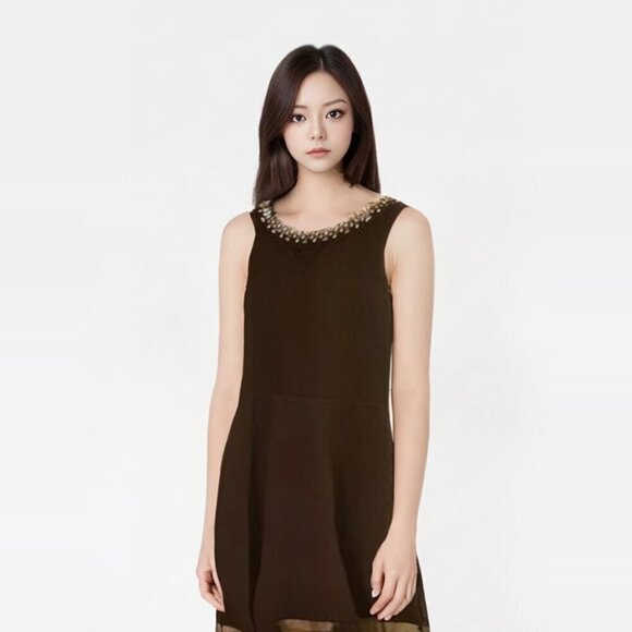 Place Girls dress black sleeveless  fit n flare with pearl accent neckline Sz 8 - Picture 3 of 10